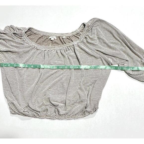 Max Studio London Womens Crop Top Blouse 3/4 Length Long Sleeve Stripe Size L - Picture 3 of 6